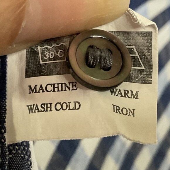 Cheq Kaku Italy Men's Navy blue Plaid Button-down, Medium - Picture 7 of 8